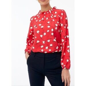 J.Crew Blouse Size M - Red and White Floral Blouse
